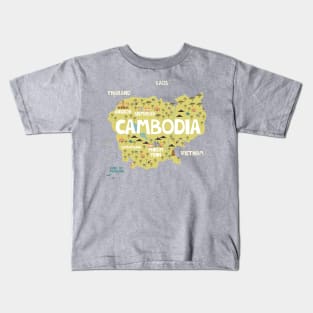 Cambodia illustrated map Kids T-Shirt